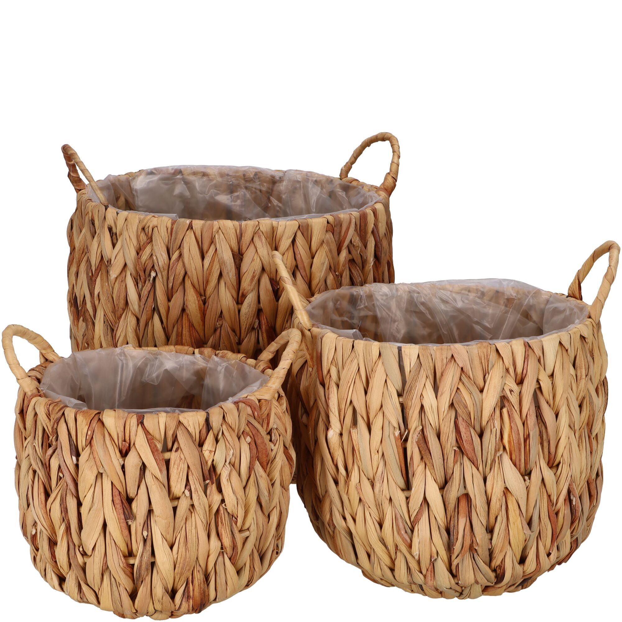 Cesto naturale Borneo, set di 3, D30/25/20 cm, con manici, naturale