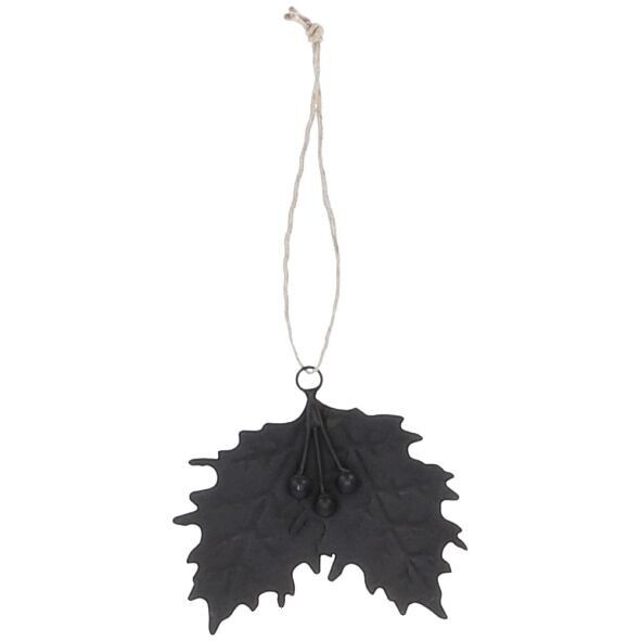 Metall Eichenblatt Elio zum Hängen, H9cm, schwarz