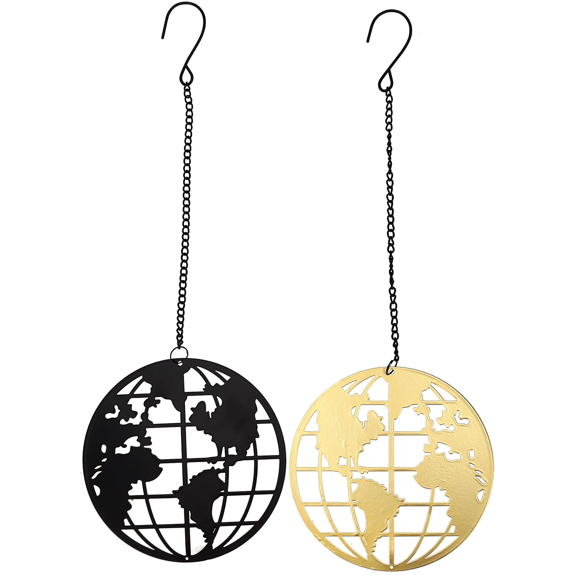 Metall Welt Julian zum Hängen, 2 Farben, D15cm, schwarz/gold