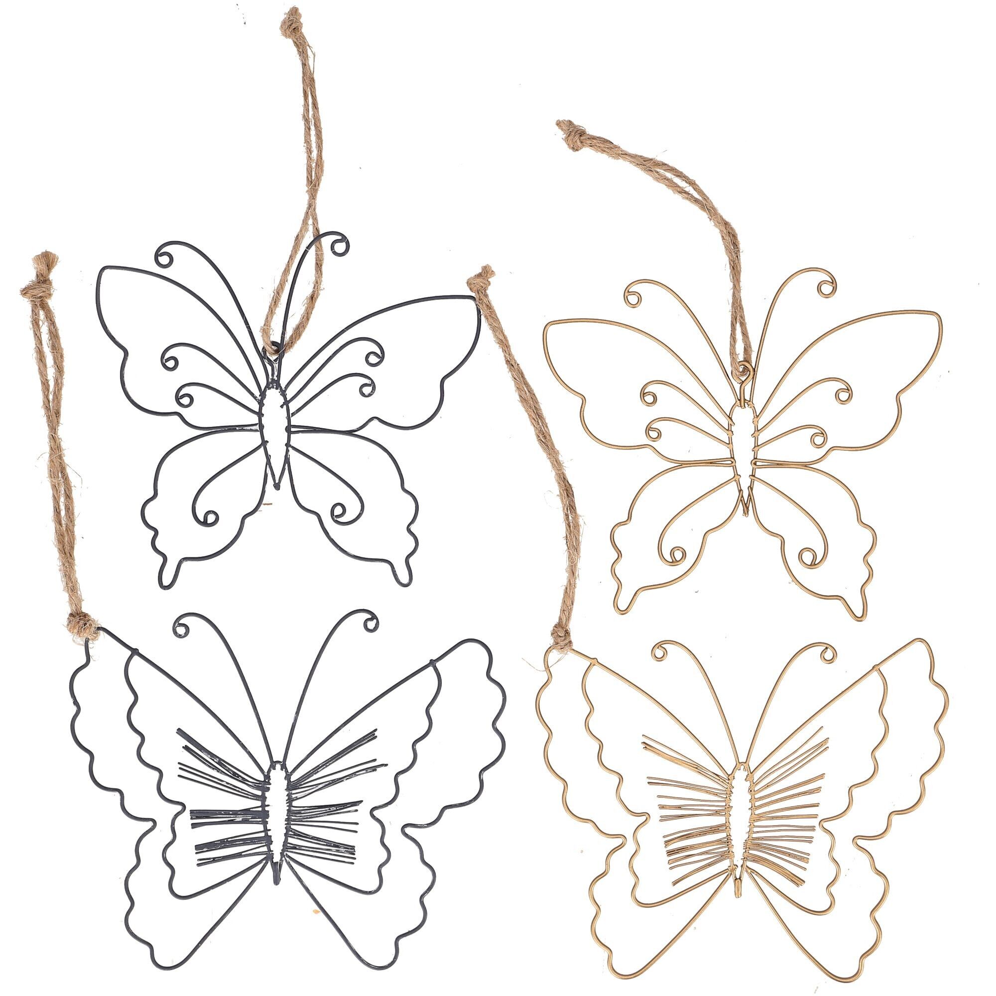 Farfalla in metallo Silas da appendere, 2 motivi, 2 colori, L11 cm, grigio/oro
