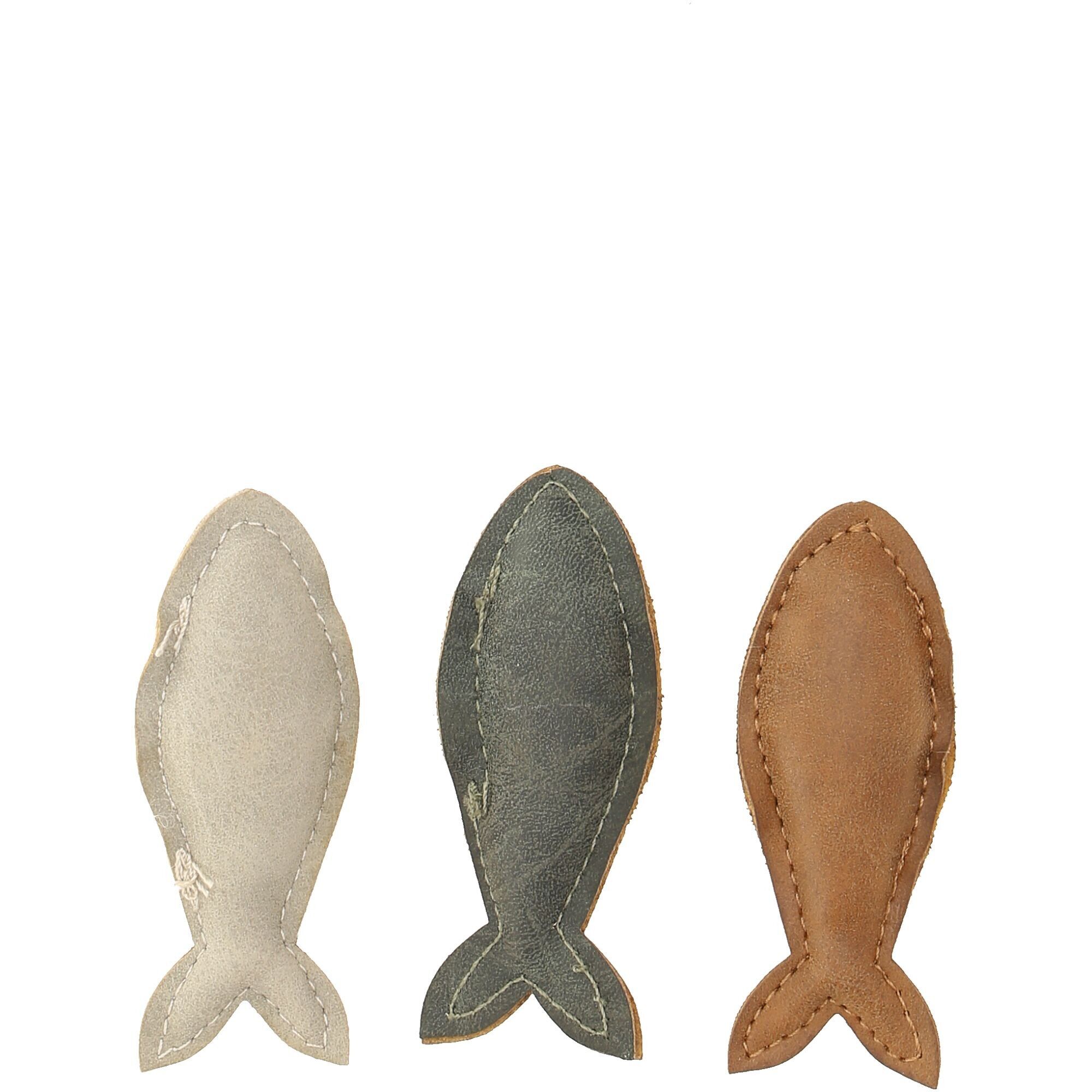 Pesce in finta pelle Lena, 3 colori, L7,5 cm, crema/grigio/marrone