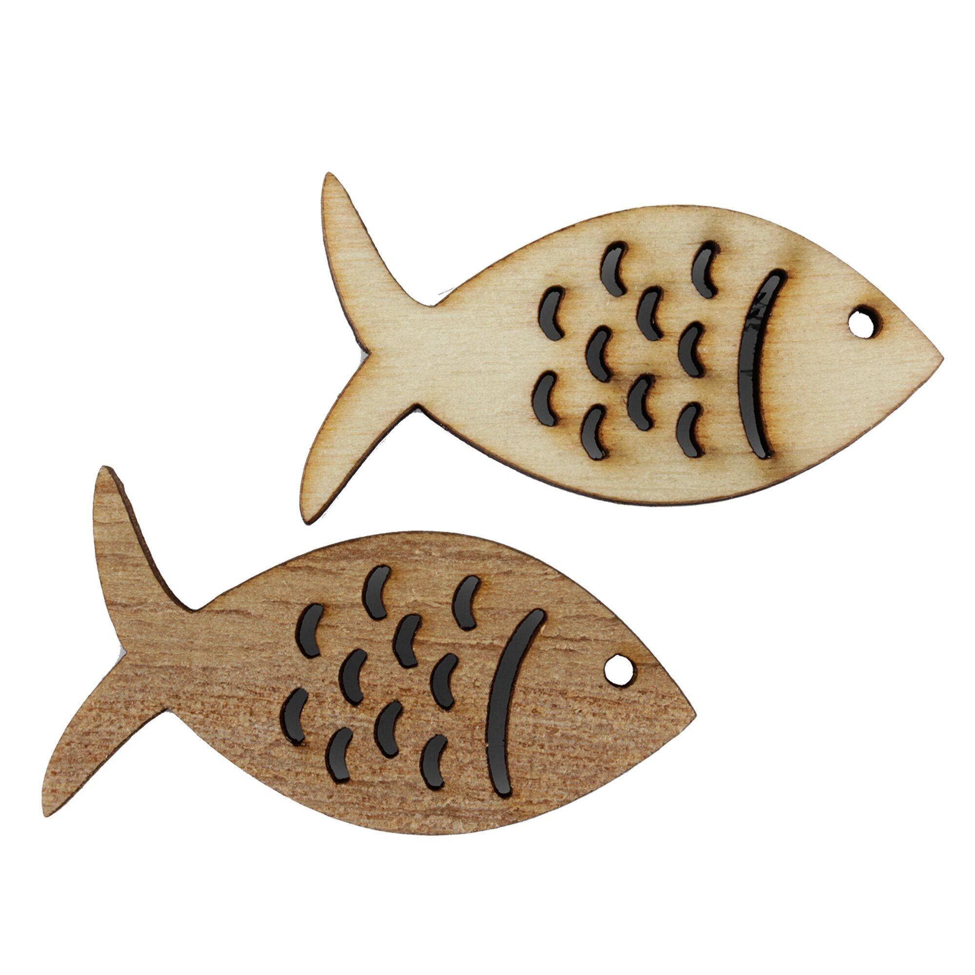 Wooden Fish Ocean for scattering, 2 colors, 180 pieces/box, L4cm, natural/brown