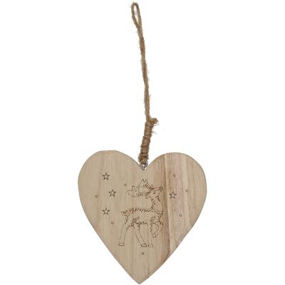 Cuore in legno Woody da appendere, D10 cm, naturale