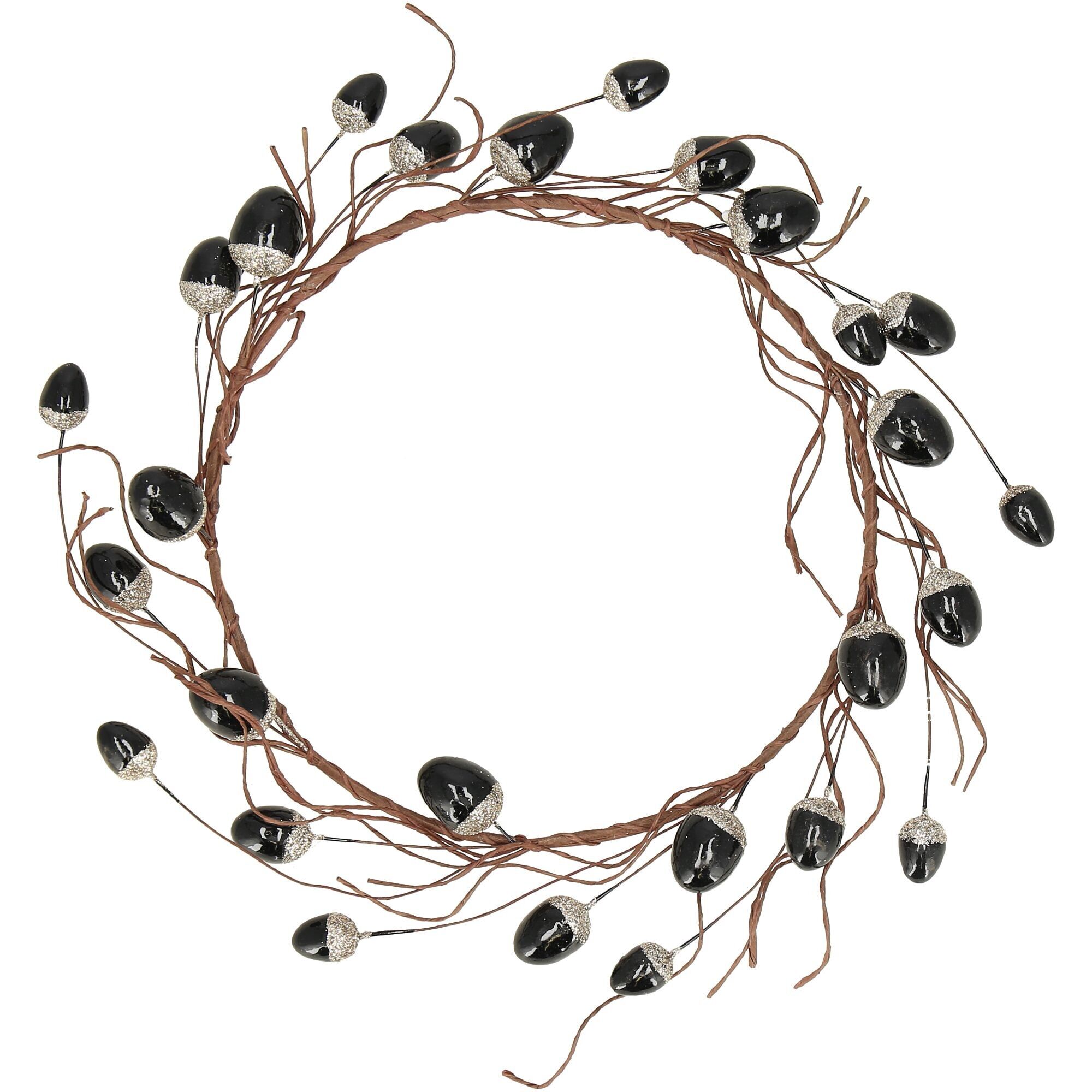 Foam acorn wreath Katja, D25cm, H4cm, black