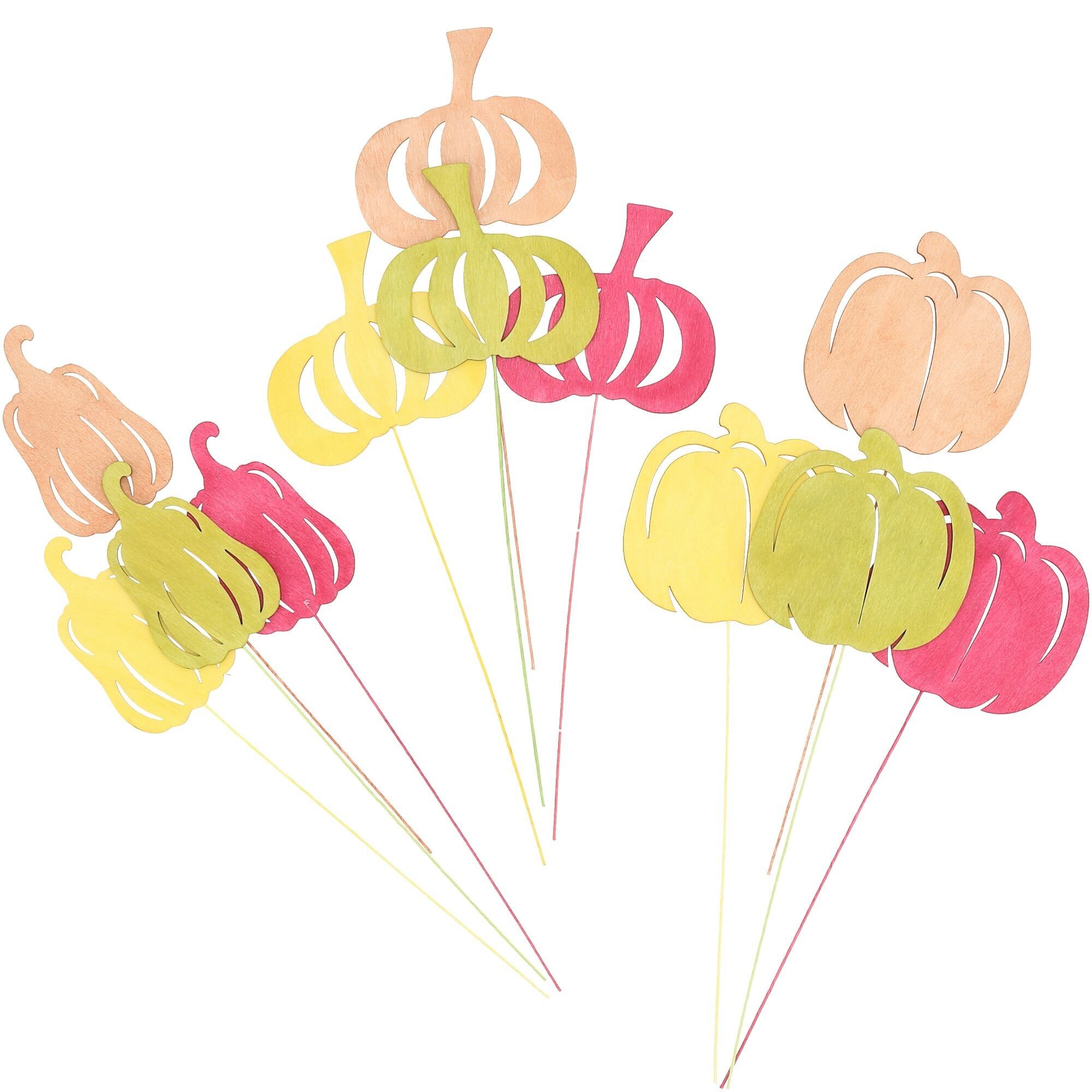 Zucca Paco in legno da incollare, 3 motivi, 4 colori, H10 cm, rosso/verde/giallo/marrone