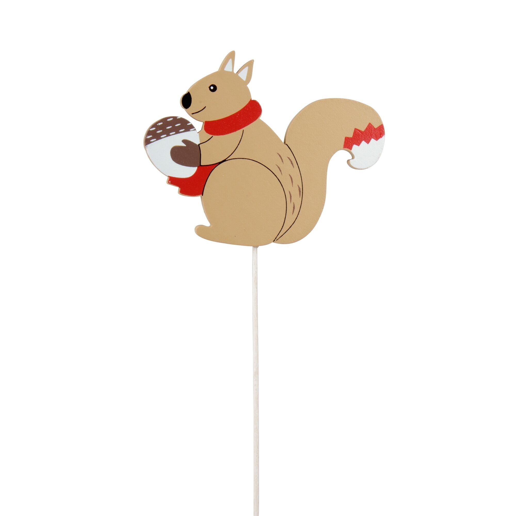Holz Eichhörnchen Kerry, zum Stecken, H8cm, braun-rot-weiß