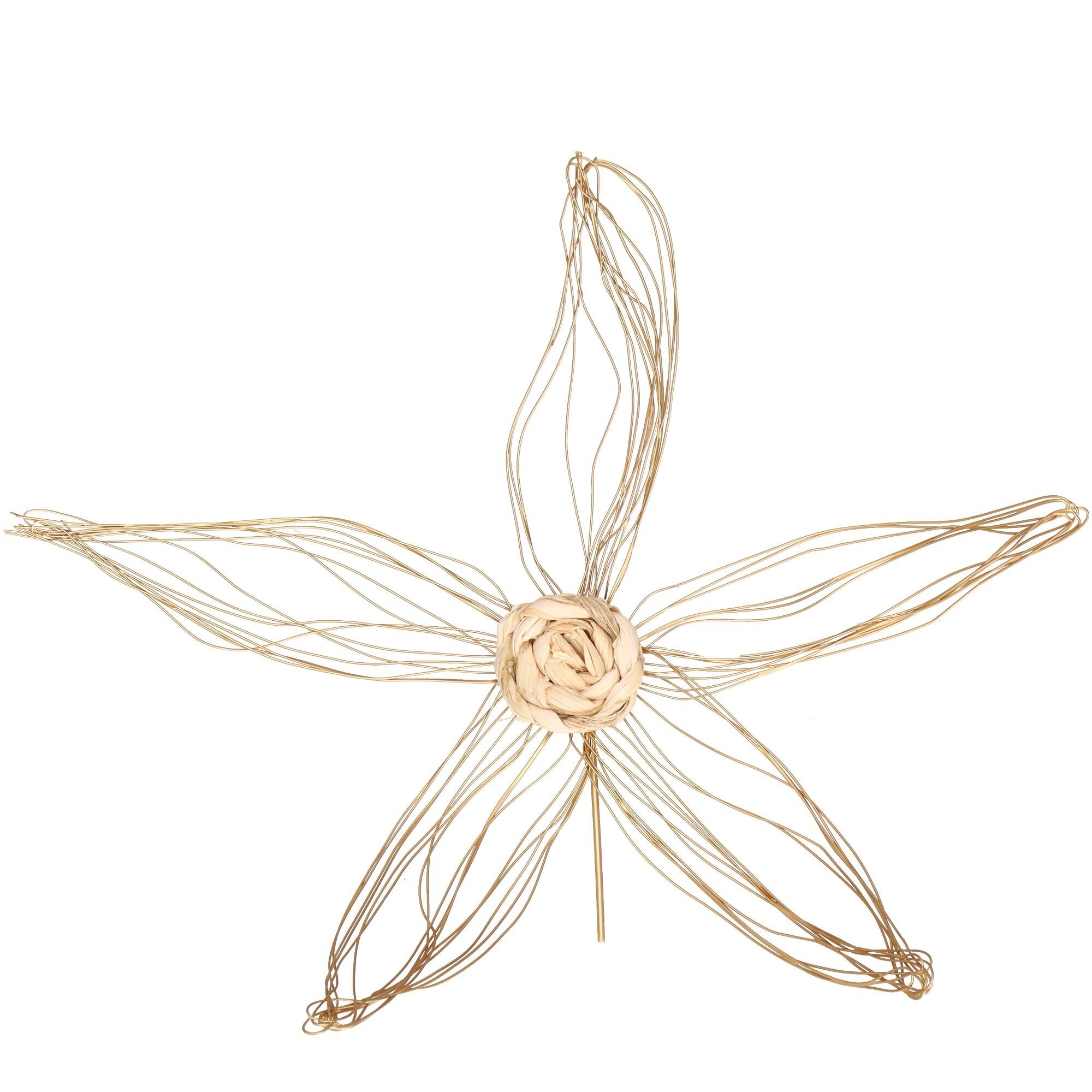 Metall Blume Malie, D22cm, mit kurzem Drahtstil z. verarbeiten, gold