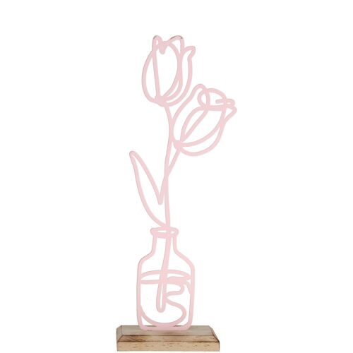 Metall Tulpe Beate, L7,5cm, B4,5cm, H23,5cm, rosa