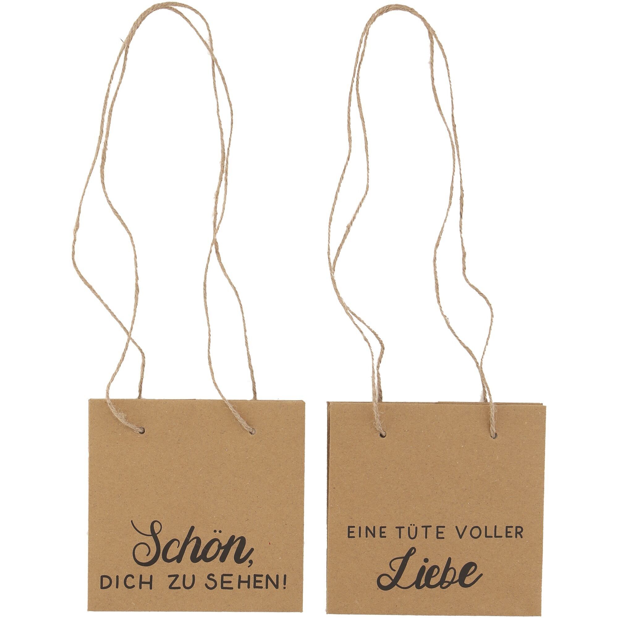 Papier Tasche Liebe, 2 Motive, L16cm, B16cm, H16cm, natur