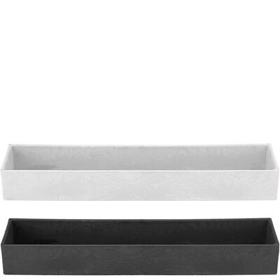 Plastic tray style, 2 colours, L42cm, W10.5cm, H5cm, light grey/grey