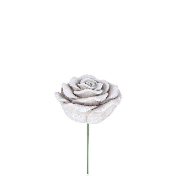 Poly Rose Ayla zum Stecken, D7,5cm, Stab 10cm, grau