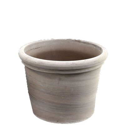 Cylinder bucket marble with hole, D32cm, H25cm, inside D21cm, brown, matching coasters 32cm