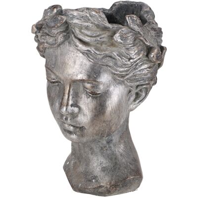 Concrete head Venus for planting, D17.5cm, H27cm, grey