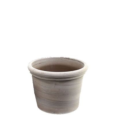Cylinder bucket marble with hole, D24cm, H18cm, inside D21cm, brown, matching coasters 24cm