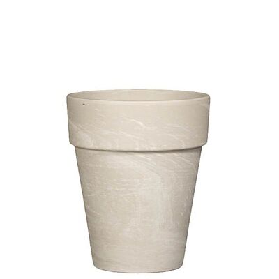 Plant vase Alto with hole, D21cm, H25cm, granite, matching saucer 18cm