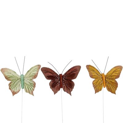 Feather butterfly dots for sticking, 3 colours, W9cm, light green/brown/mustard