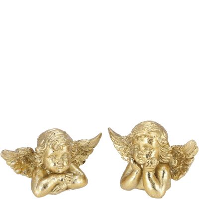 Busto d'angelo in polietilene Roma, 2 motivi, L9 cm, oro