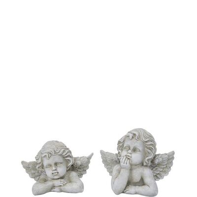 Busto de ángel de polietileno Roma, 2 motivos, L9cm, gris antiguo