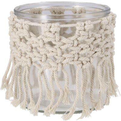 Farol de cristal playa, D11,5cm, H12,5cm, crema claro