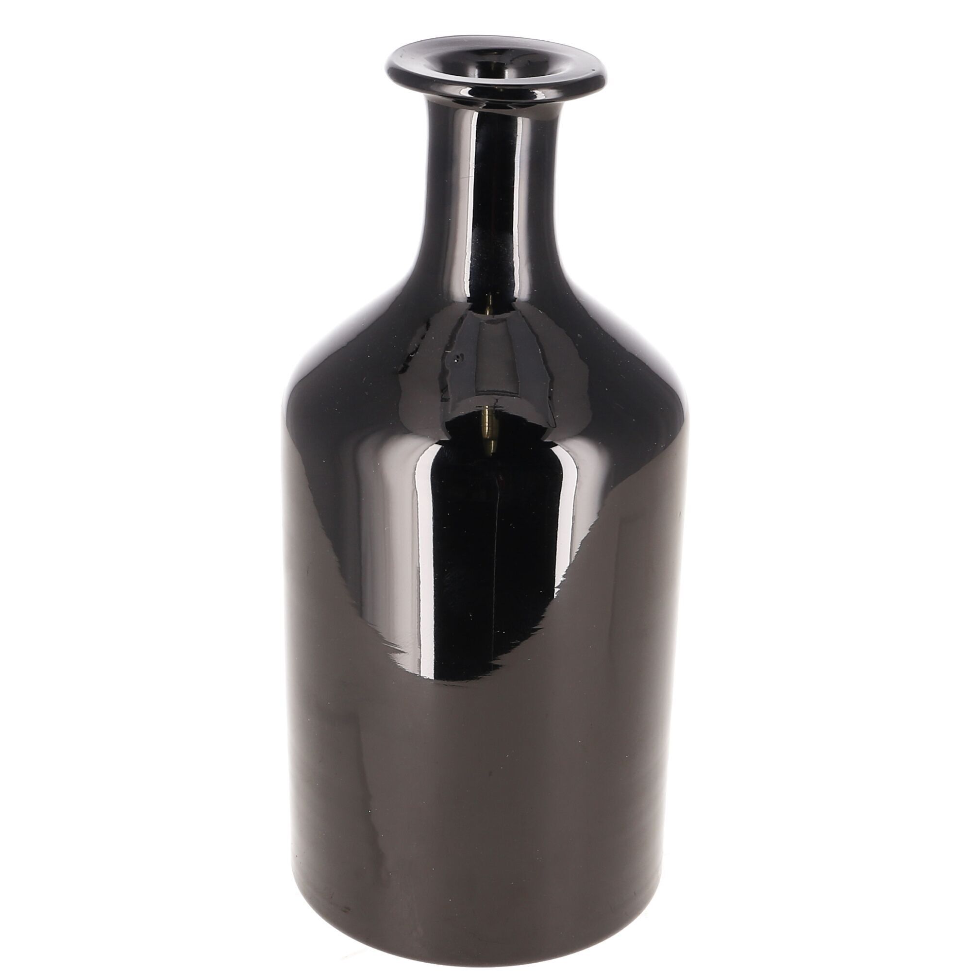 Bouteille en verre Lio, D10cm, H22cm, ouverture : 2,5cm, noir