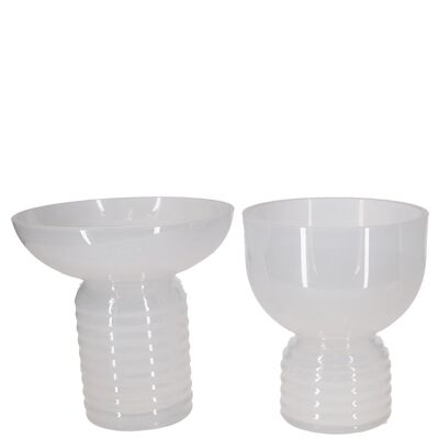 Jarrón de vidrio Ilona, 2 motivos, D11-13cm, apertura: 10cm, blanco leche