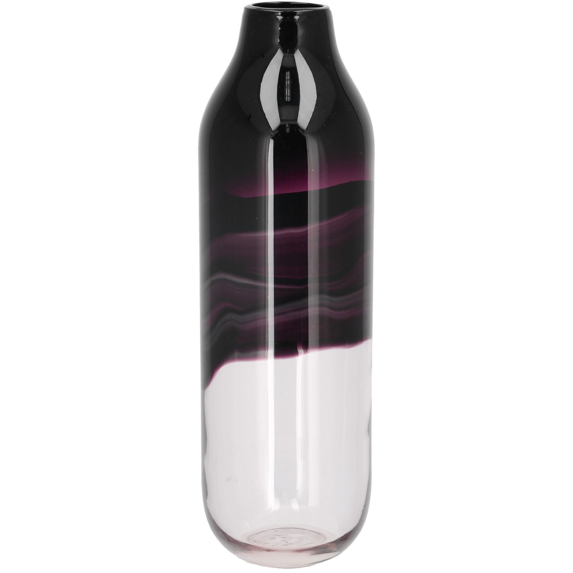 Glas Vase Viola, D14cm, H45cm, brombeere-klar