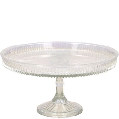 Glass plate Chania on foot, D25cm, H13cm, clear