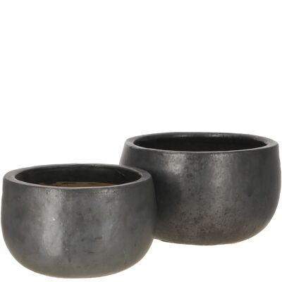 Macetero Primo, juego de 2, D36/29cm, antracita