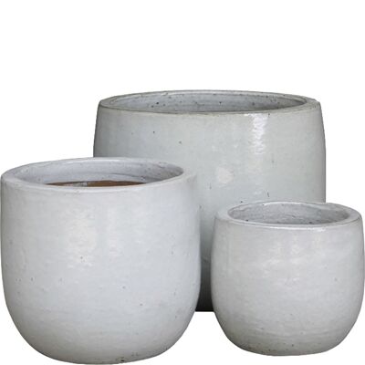 Cache-pot Primo, lot de 3, D36/27/21cm, blanc