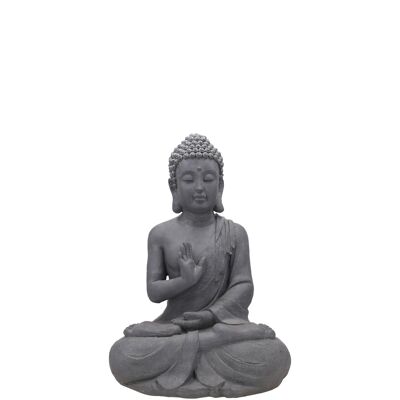 Buda sentado de Fiberclay, largo 20 cm, ancho 29 cm, alto 40 cm, gris