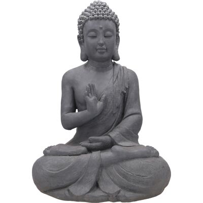 Buda sentado de Fiberclay, largo 41 cm, ancho 32 cm, alto 60 cm, gris