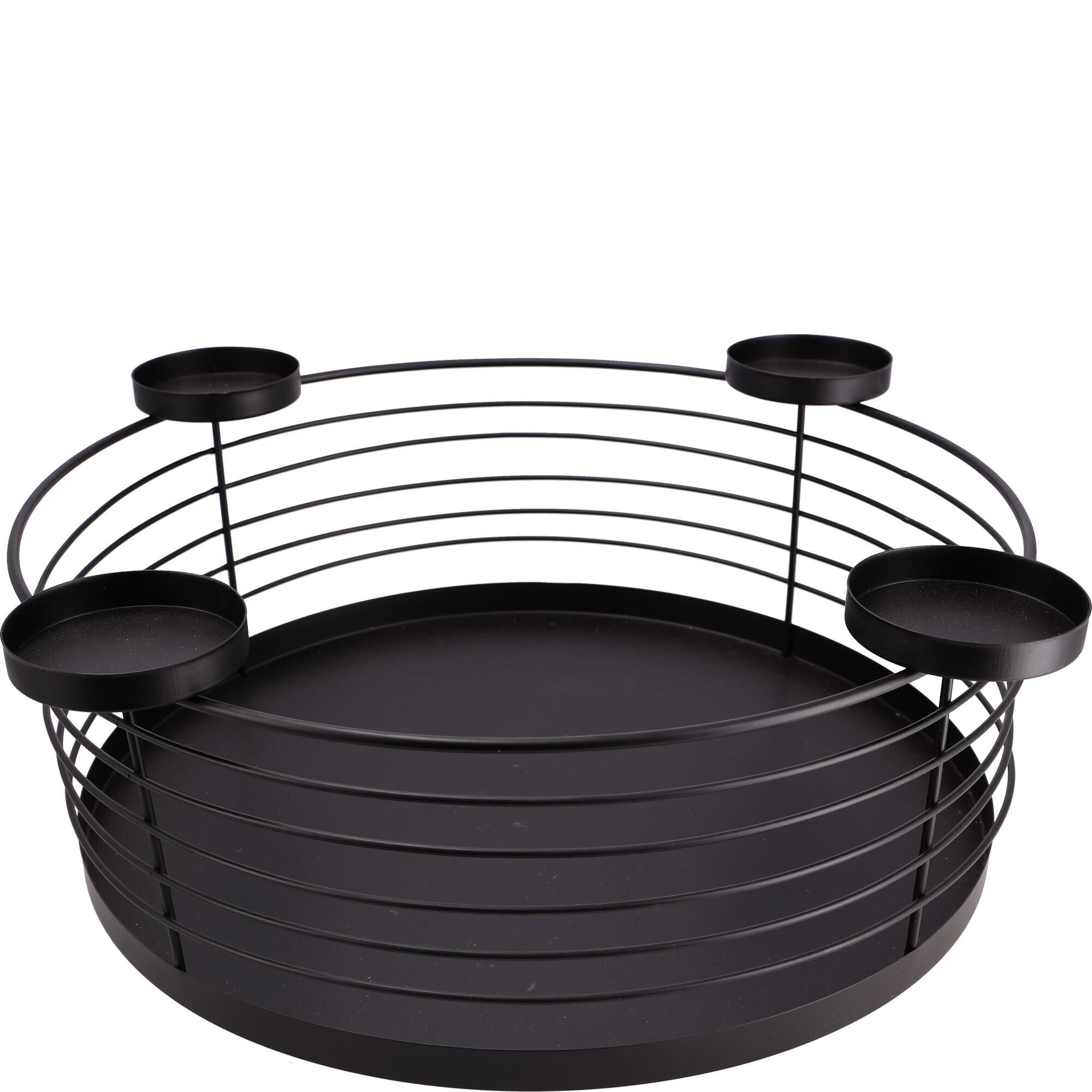 Metal candle holder Trixi, D48cm, H16cm, black