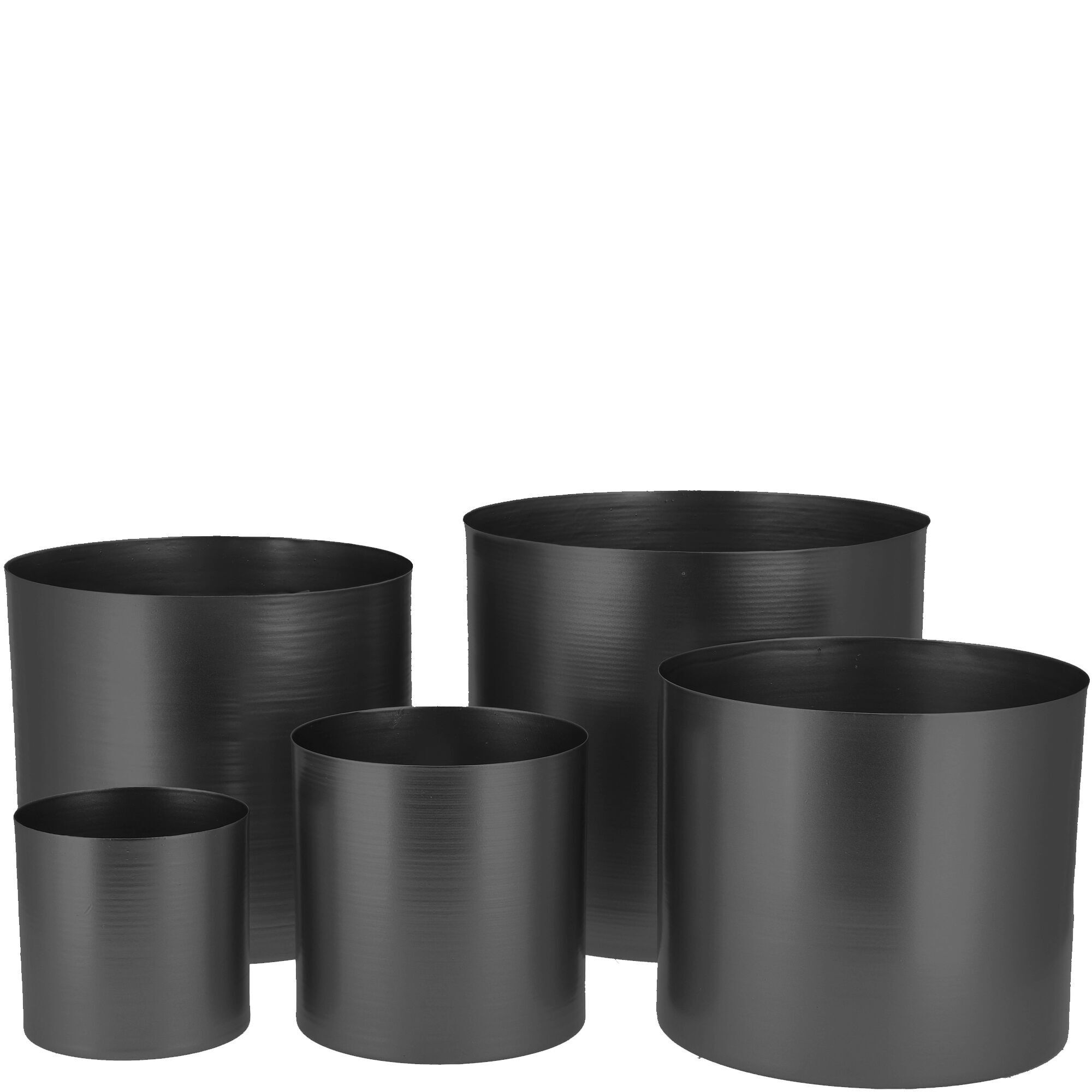 Secchio in metallo Pyro, set da 5, D24/20/19/13/10 cm, nero
