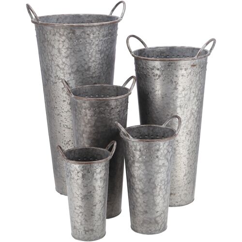 Metall Vase Dottea, 5er-Set, H60/50/40/30/25cm, zink