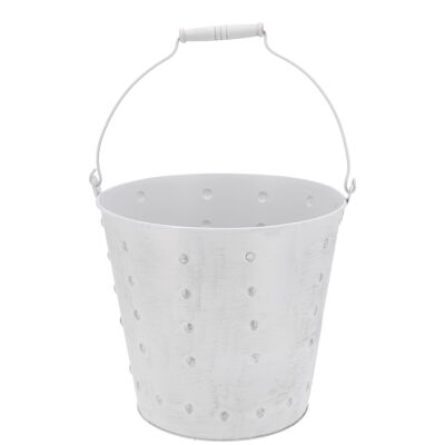 Seau en métal Birgit, D25cm, H21cm, pour TO21, or blanc