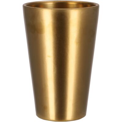 Vaso in ceramica Pure, L13cm, L13cm, H20cm, oro opaco