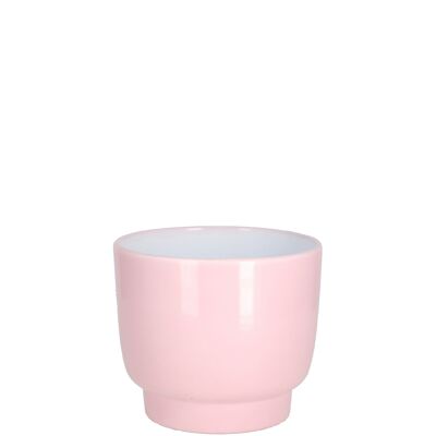 Cubo de cerámica Klaus, D12cm, H9,5cm, interior D11,5cm, para TO11 + orquídea TO9, vidriado rosa