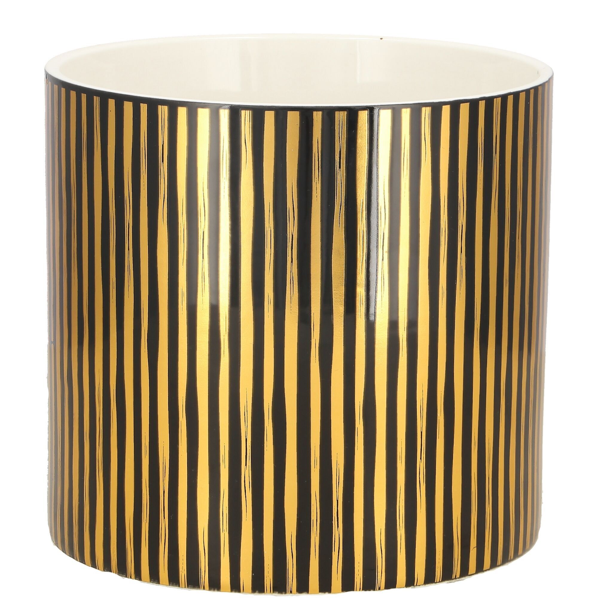 Keramik Kübel Mabra D13cm, H12cm, schwarz-gold