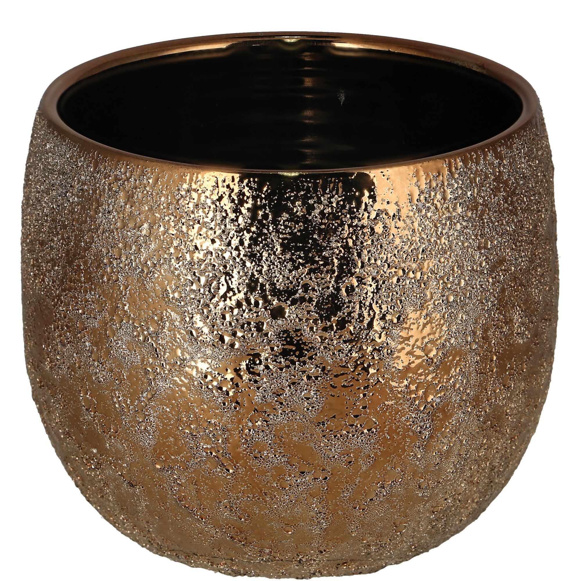 Vaso in ceramica Kena, D13cm, H11,5cm, per TO11 e orchidea TO9, oro antico