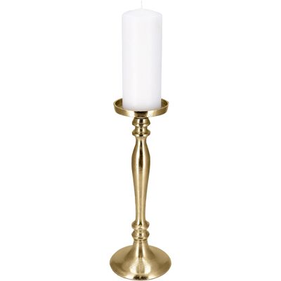 Portavelas de metal Silvio, D14cm, H37cm, dorado