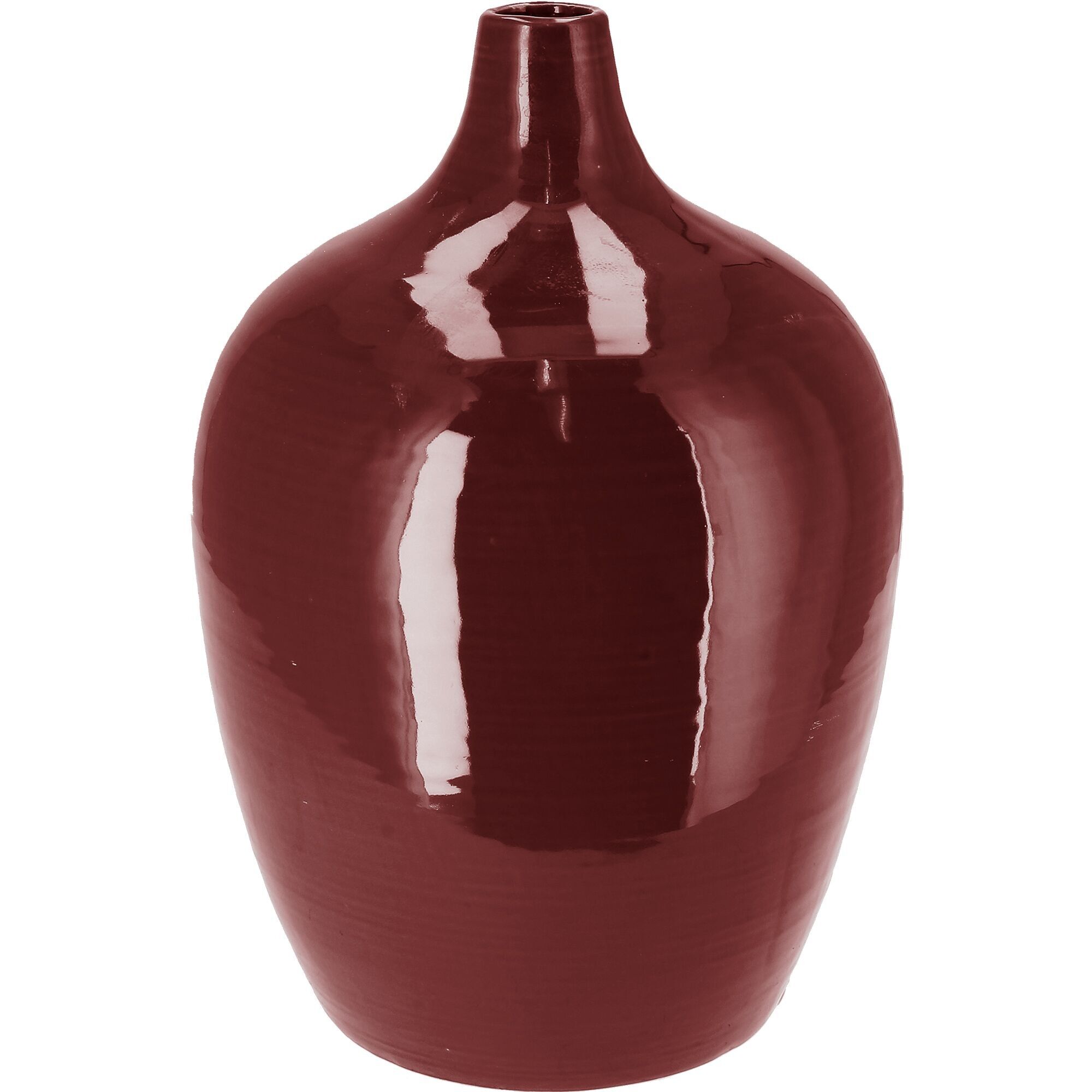 Bottiglia in ceramica Alaro, D20cm, H29,5cm, apertura: 2,5cm, rosso scuro