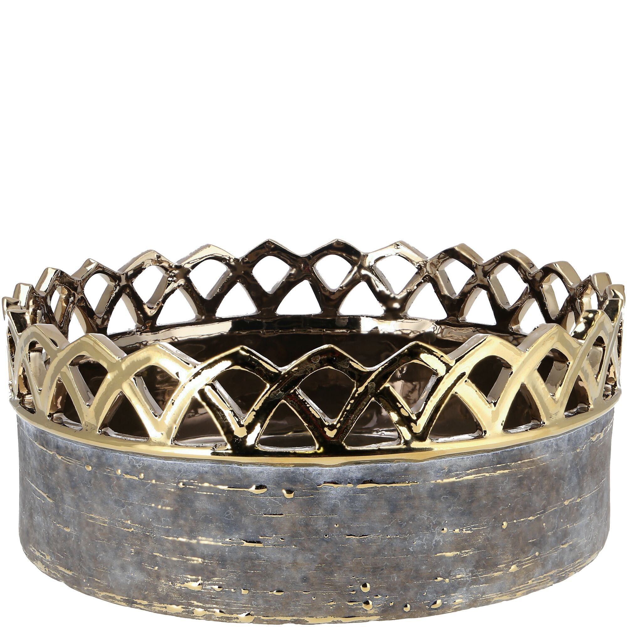 Keramik Schale Tobias, D22,5cm, H9,5cm, grau-gold