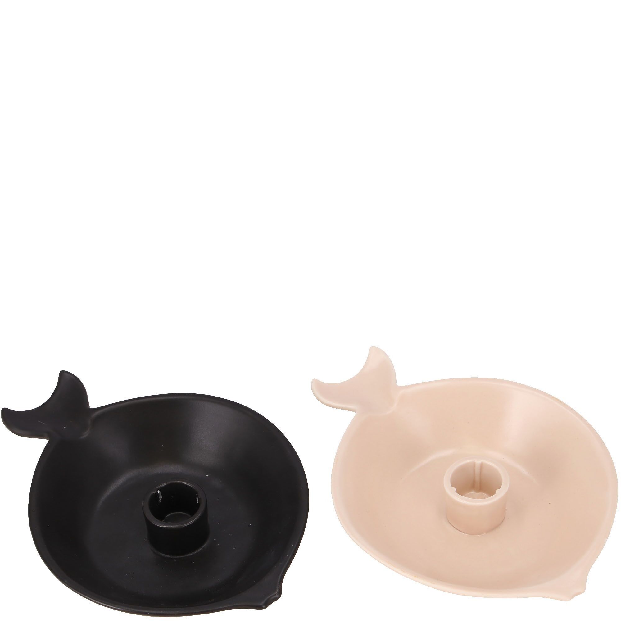 Ceramic candle holder fish, 2 colours, L17cm, W12.5cm, H3cm, pink/black
