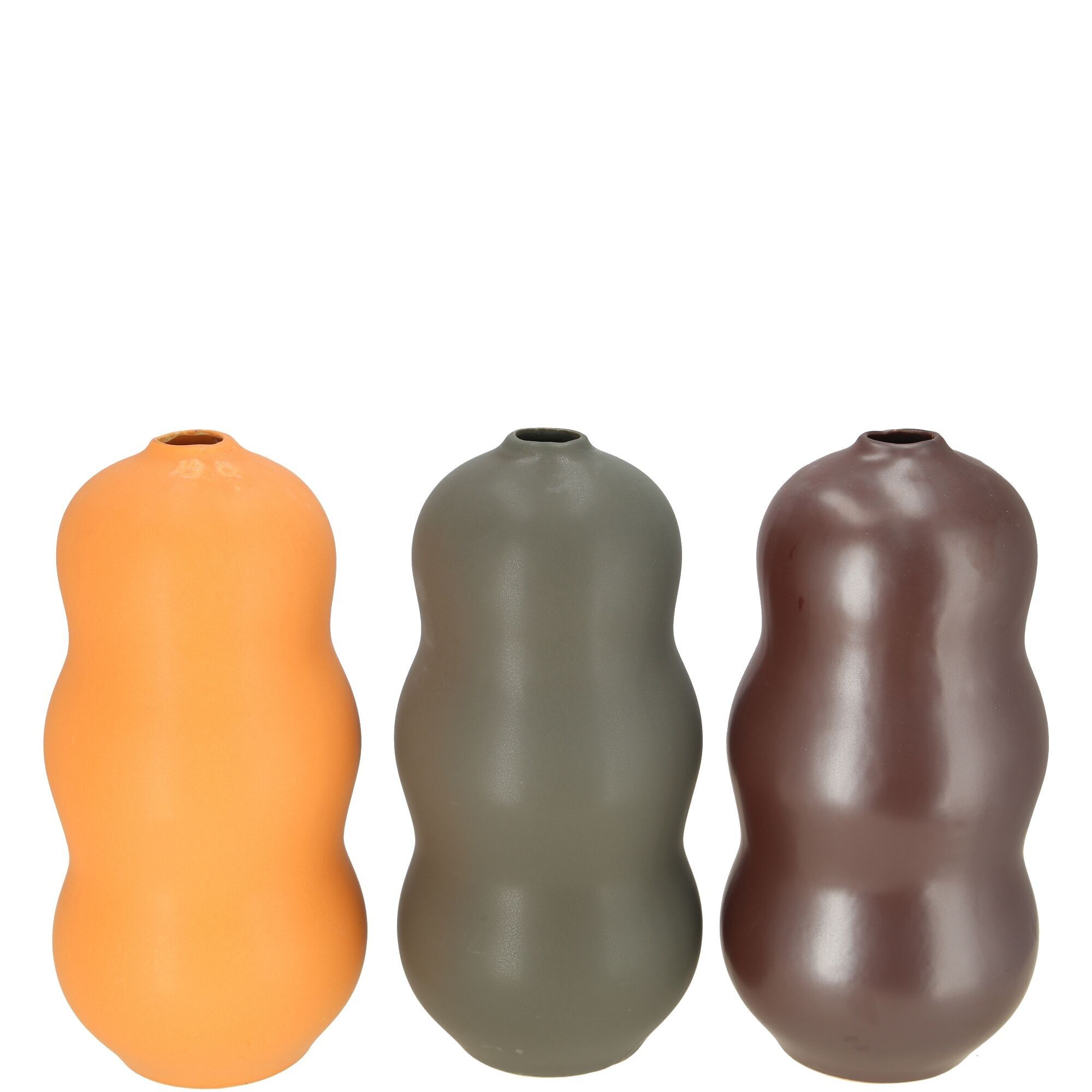 Ceramic vase Alessio, 3 colours, D11cm, H22cm, opening: 2cm, grey/orange/aubergine