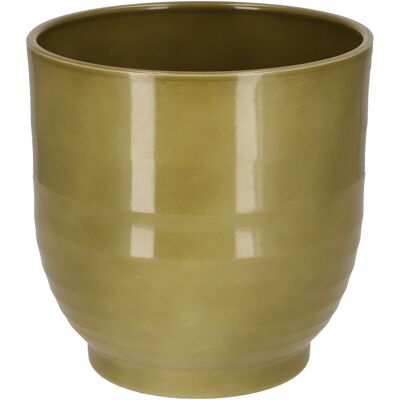 Ceramic cup Oskar, on foot, D15cm, H16cm, inside D14.5cm, for TO13, green glazed