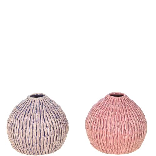 Keramik Flasche Tinka, 2 Farben, D13cm, H11cm, Öffnung: 3cm, korallenrosa/flieder