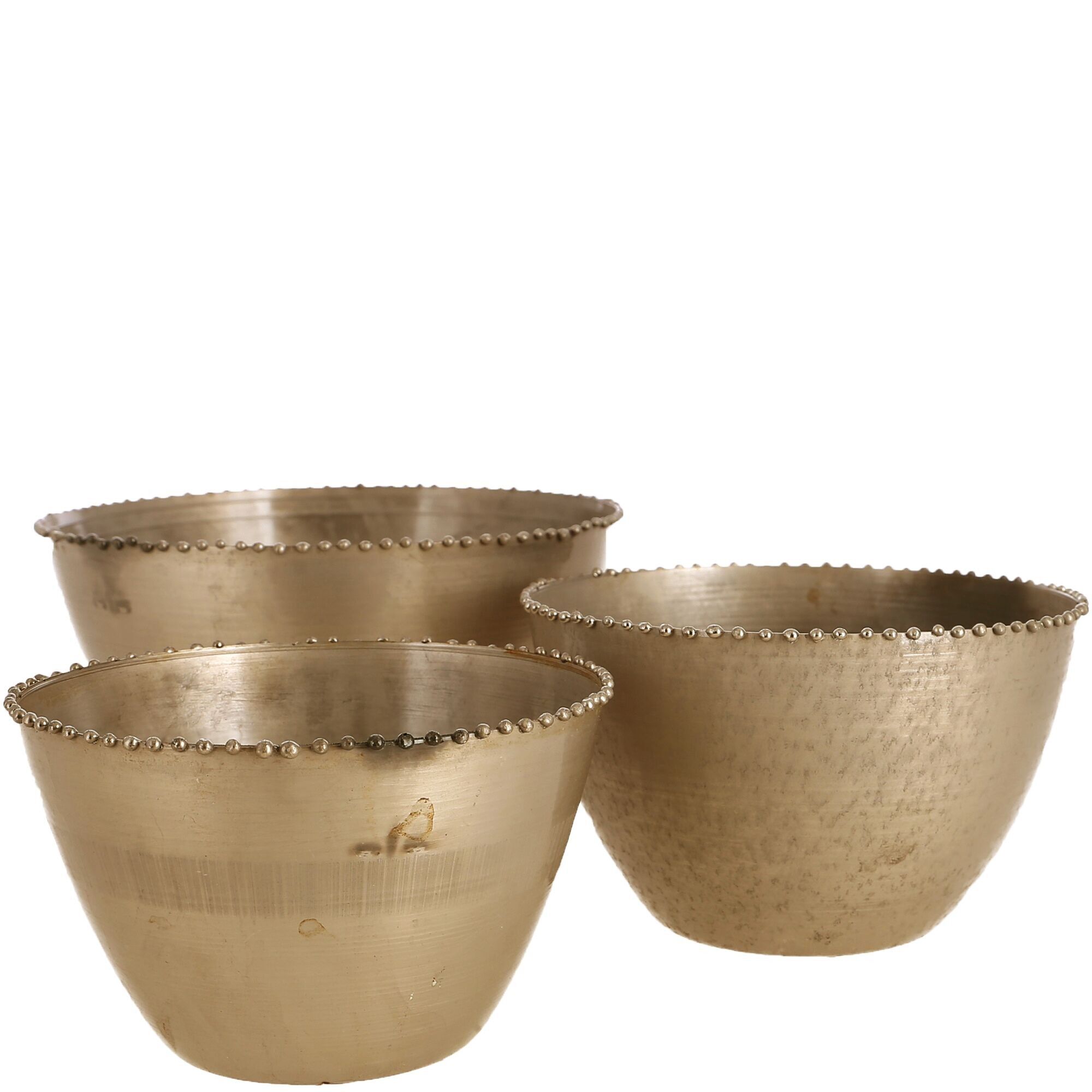 Ciotola in metallo Elio, set da 3, D12/10,5/9 cm, oro