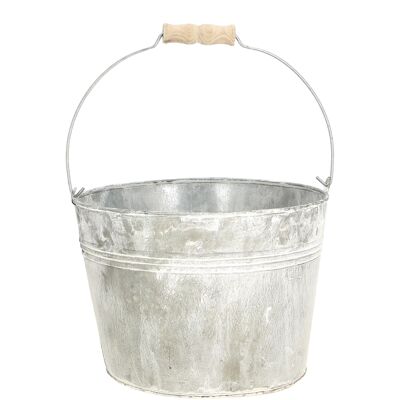 Metal bucket Mito, D23cm, H16cm, zinc antique