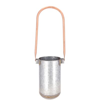 Vase métal Dione, à suspendre, D15/20cm, H28/62cm, avec anse dorée, zinc