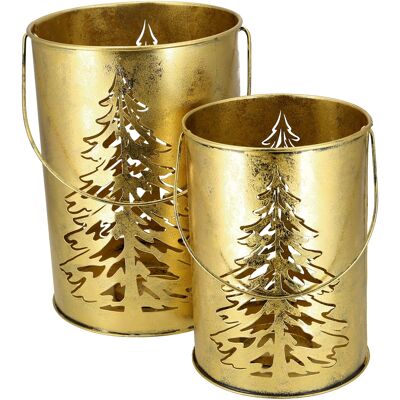 Lanterne en métal Yara, lot de 2, D20/16cm, doré